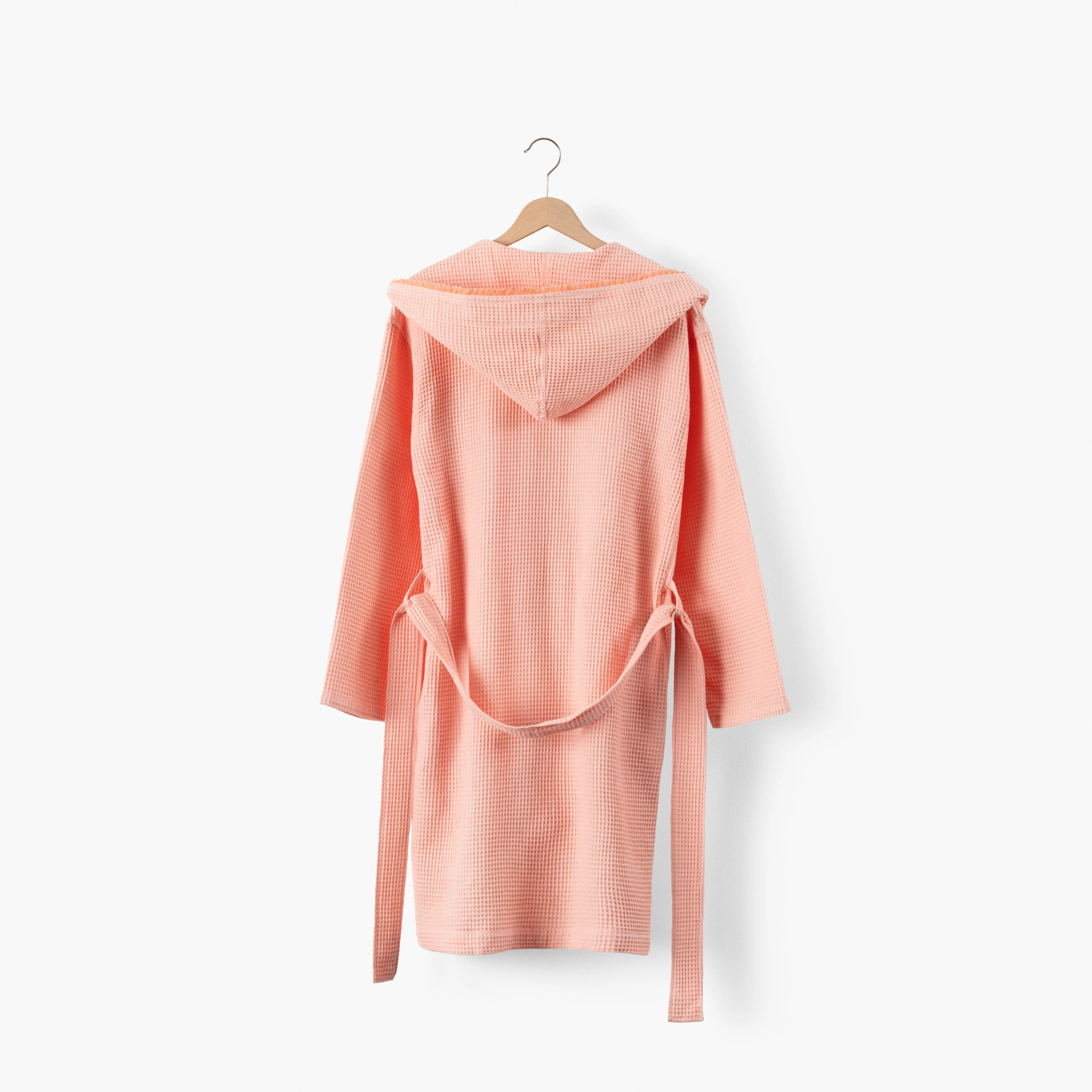 Palmelis Women's Hooded Cotton Bathrobe - Peach - Image 4