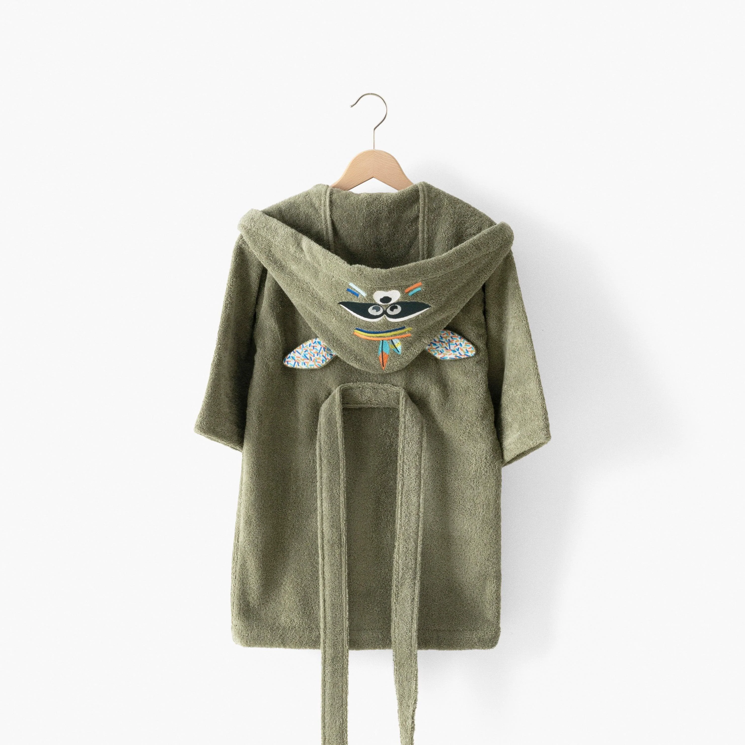 Playful Children's Cotton Bathrobe - Khaki - Image 2