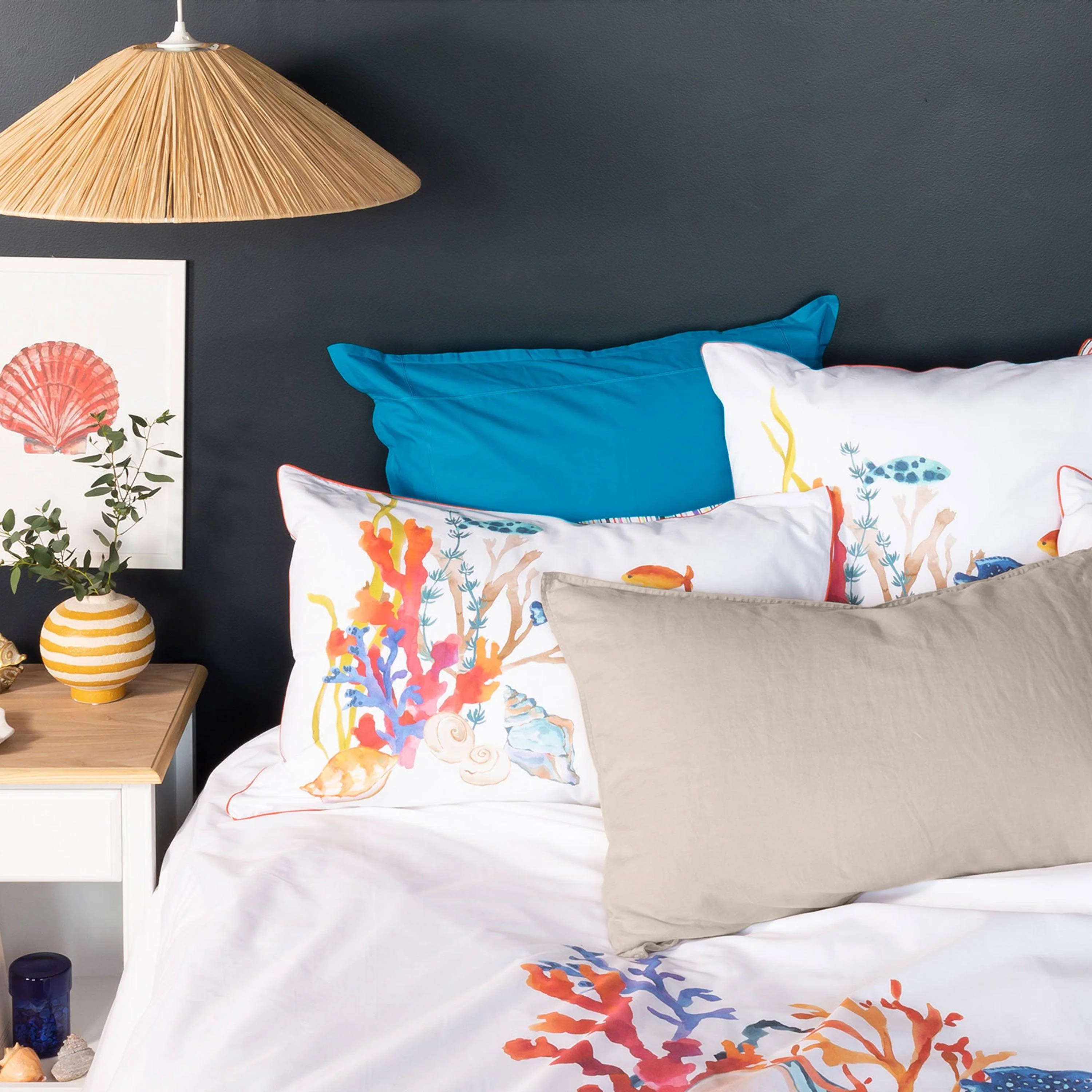 Neo Rectangular Cotton Percale Pillowcase - Azure - Image 3