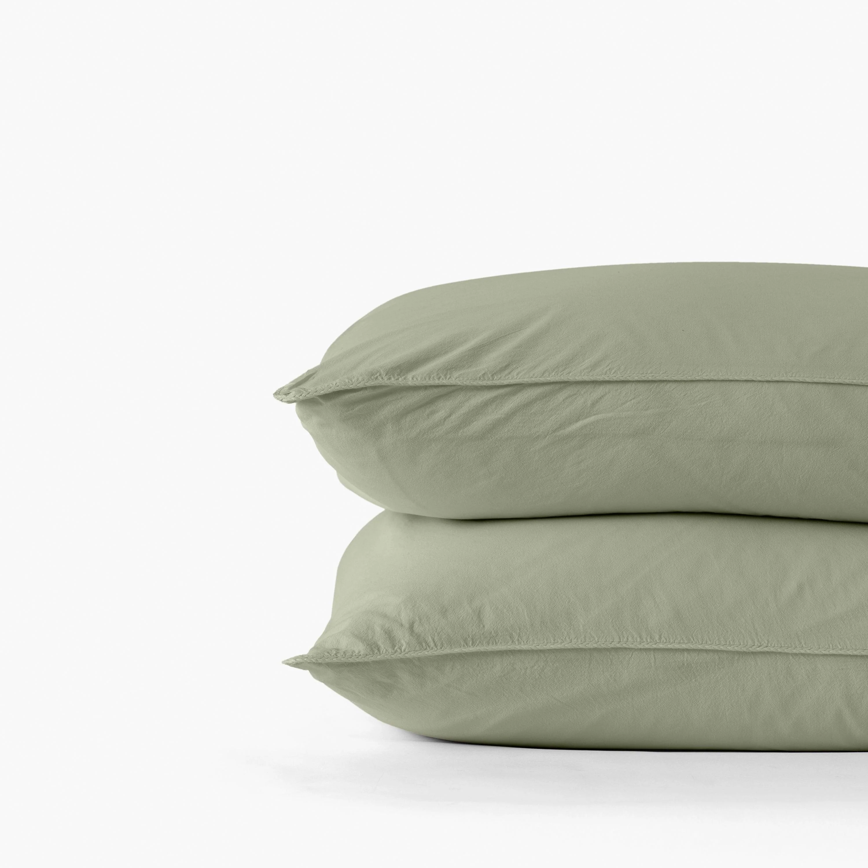 Souffle Rectangular Organic Cotton Pillowcase - Sage - Image 3