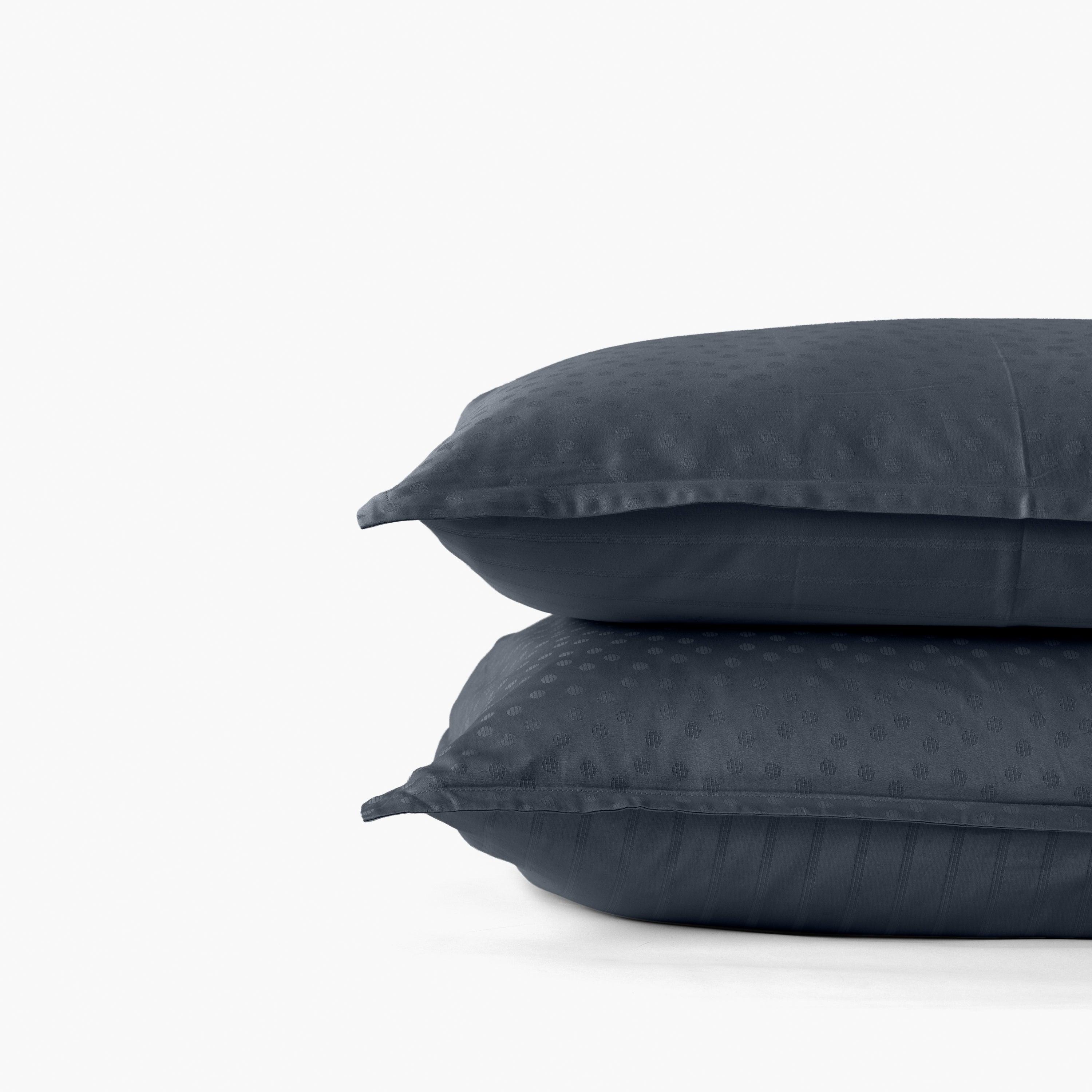 Rectangular Pillowcase in Cotton Sateen Jacquard Prestige Midnight Blue - Image 3