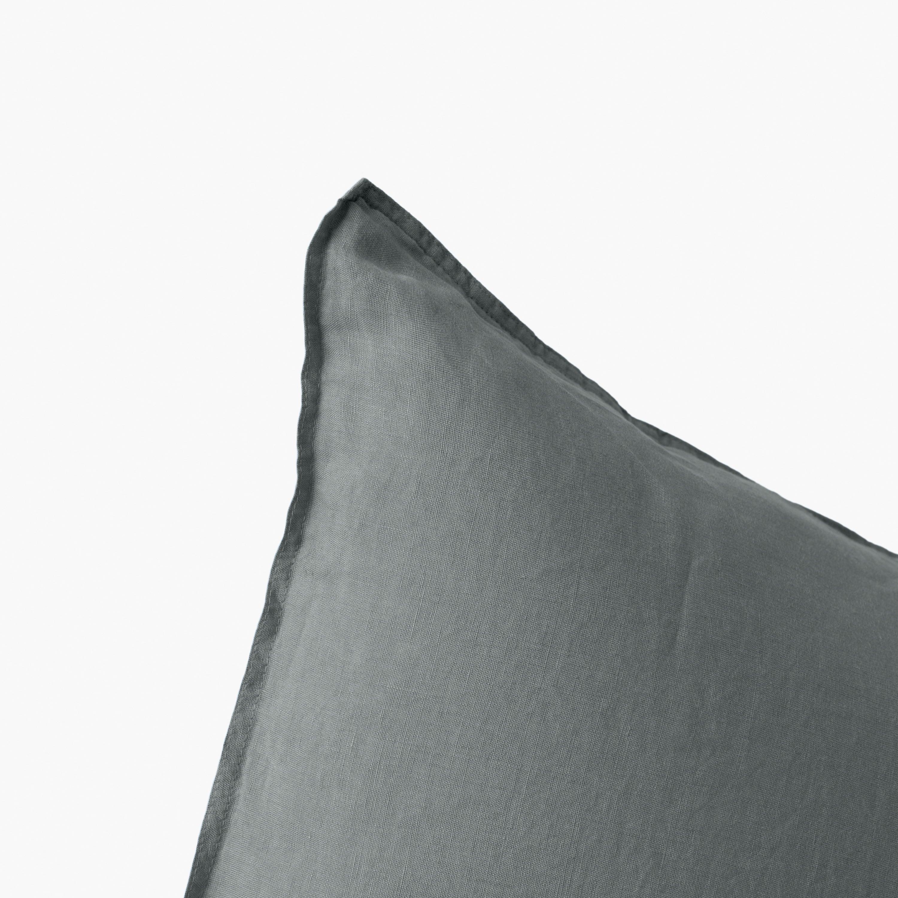 Songe Rectangular Washed Linen Pillowcase - Ash Khaki - Image 4