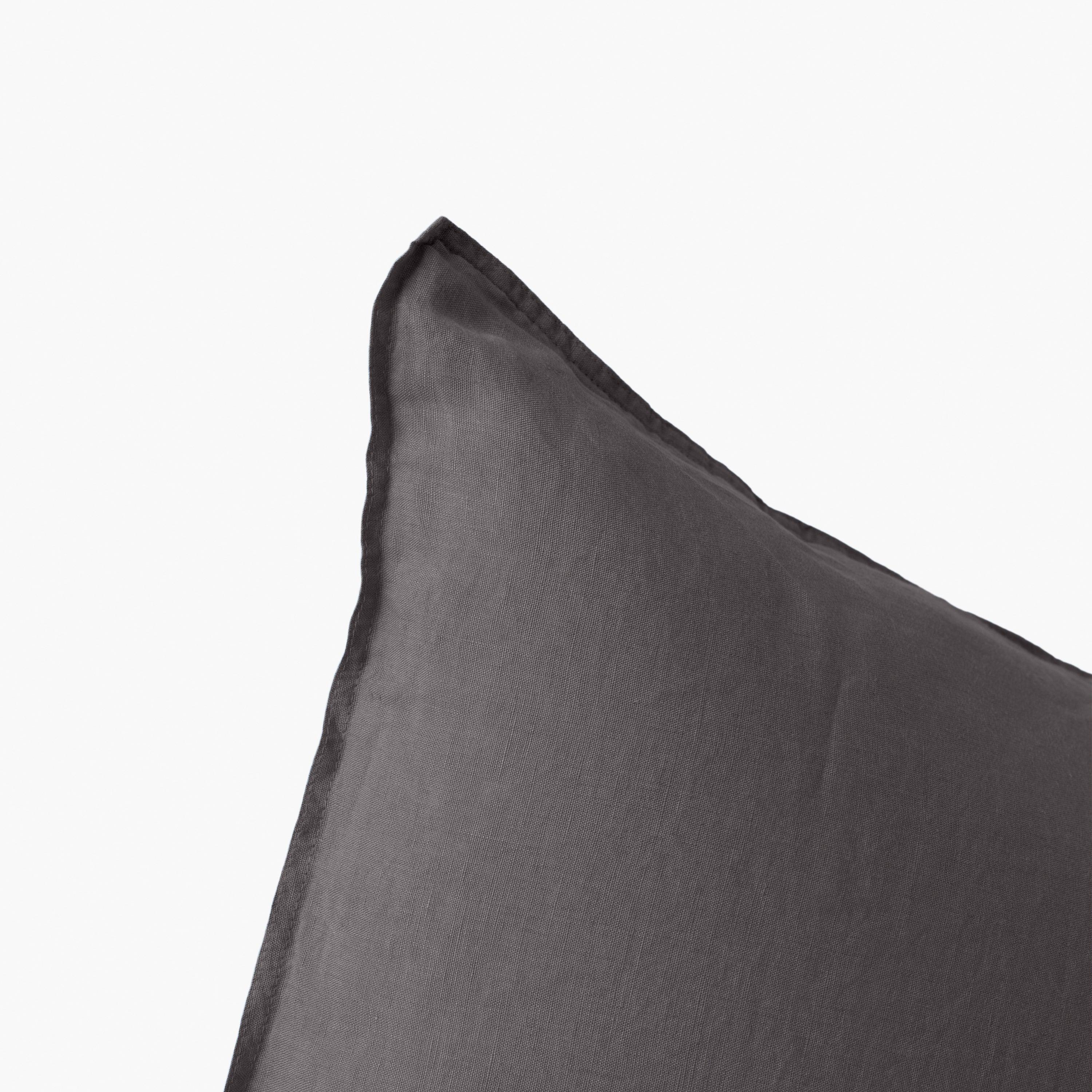 Songe Rectangular Washed Linen Pillowcase - Charcoal - Image 2