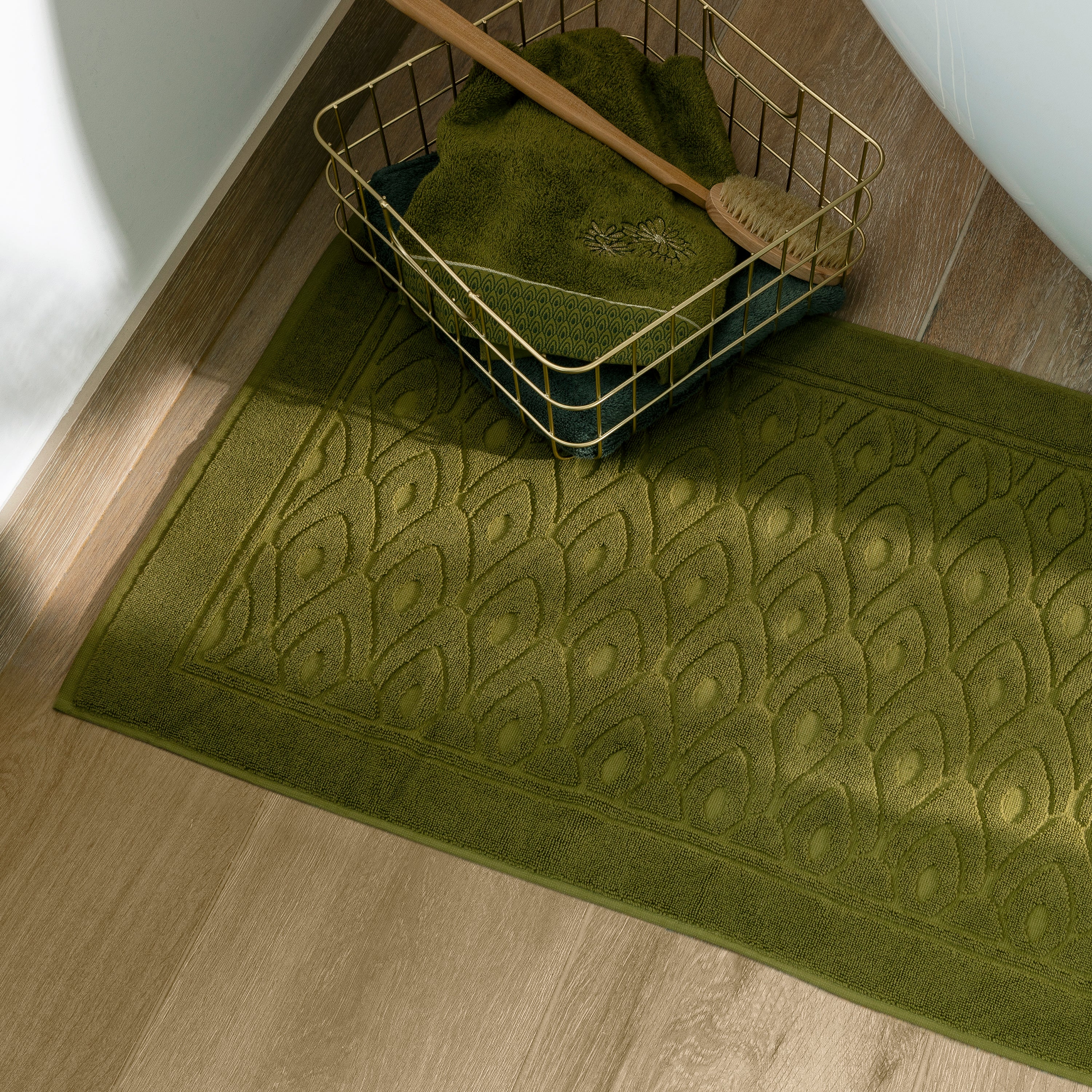 Silvalys Cotton Bath Mat - Moss Green - Image 2