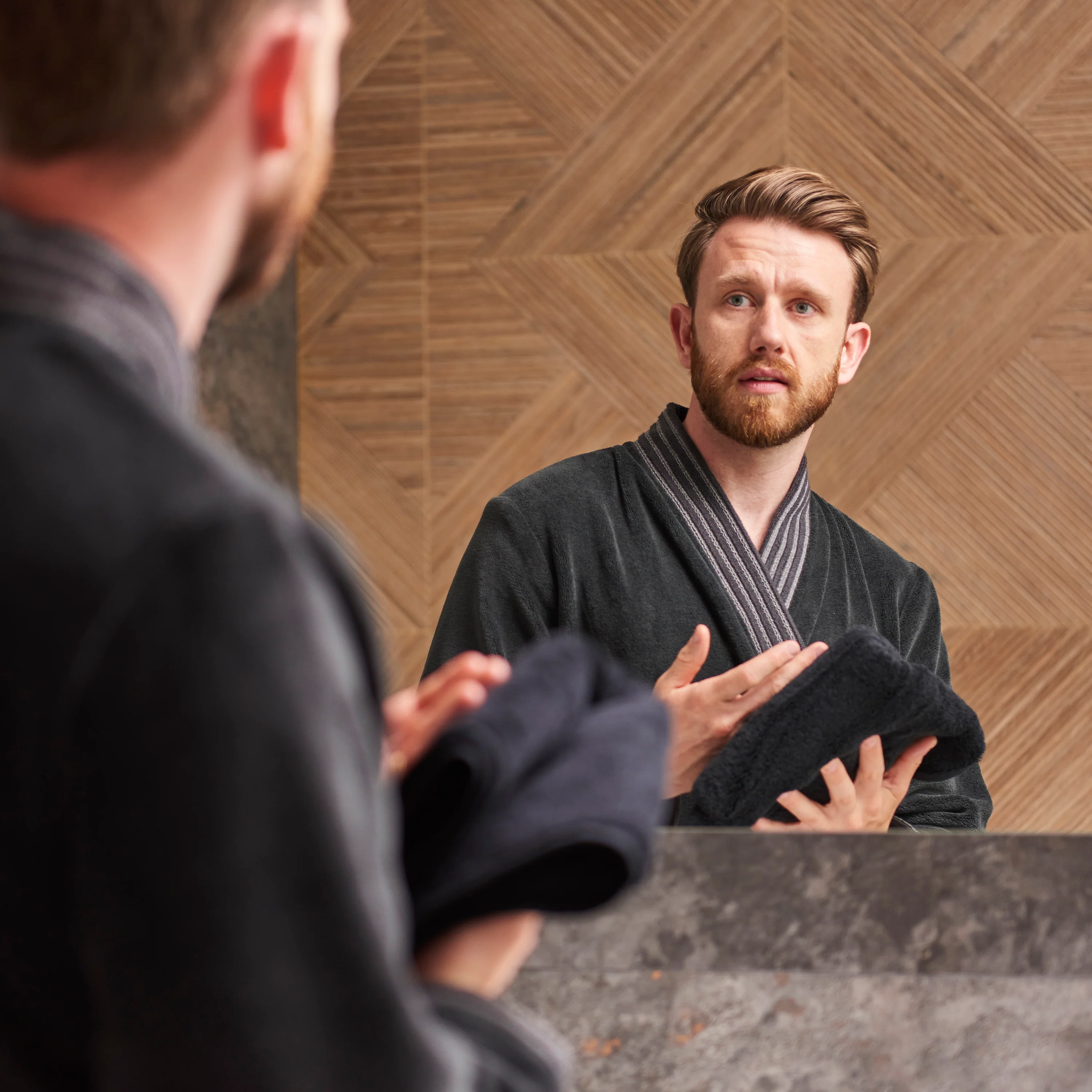 Silvalys Men's Cotton Bathrobe - Carbon Grey - Image 3