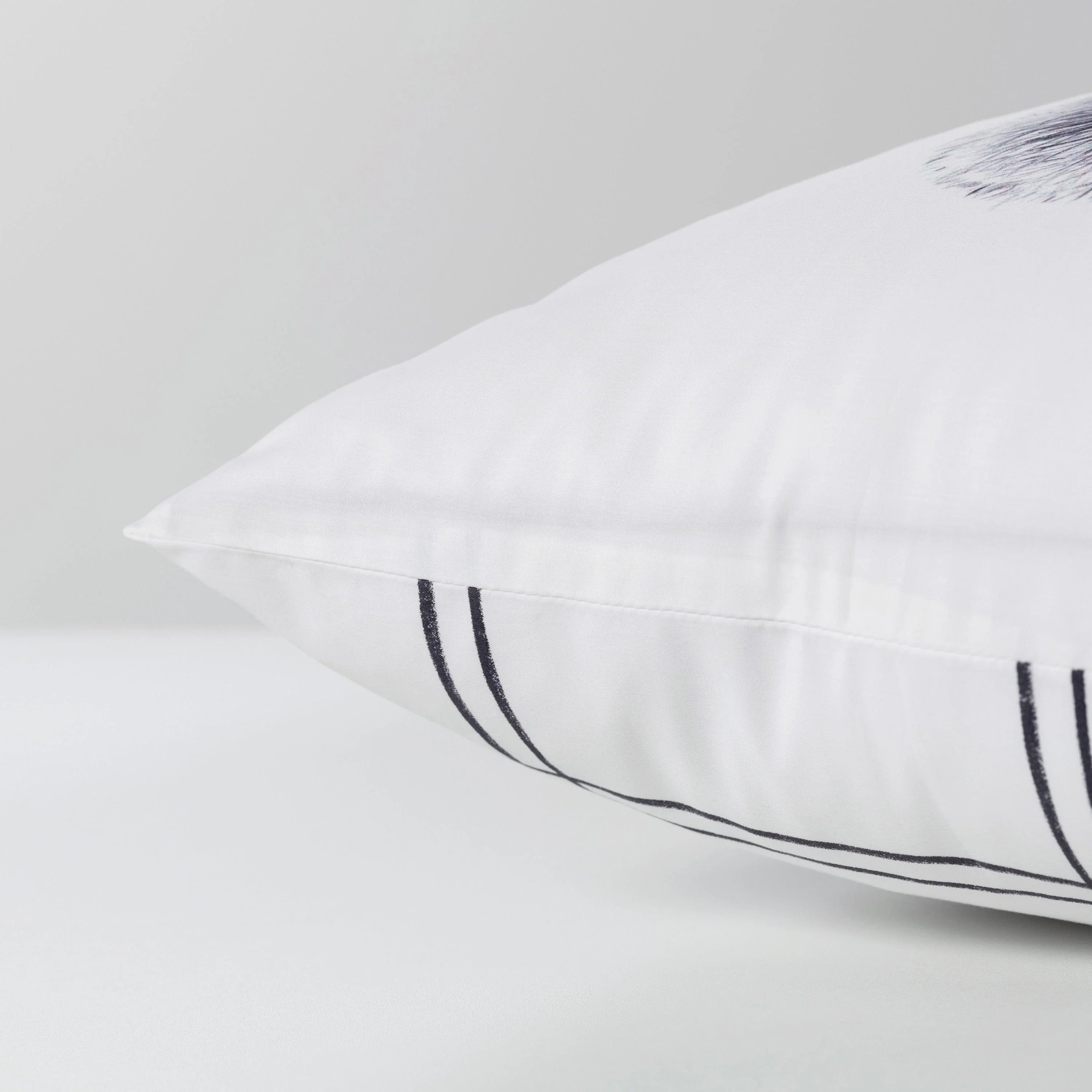 Square Pillowcase in Cotton Percale Grizzli - Image 3
