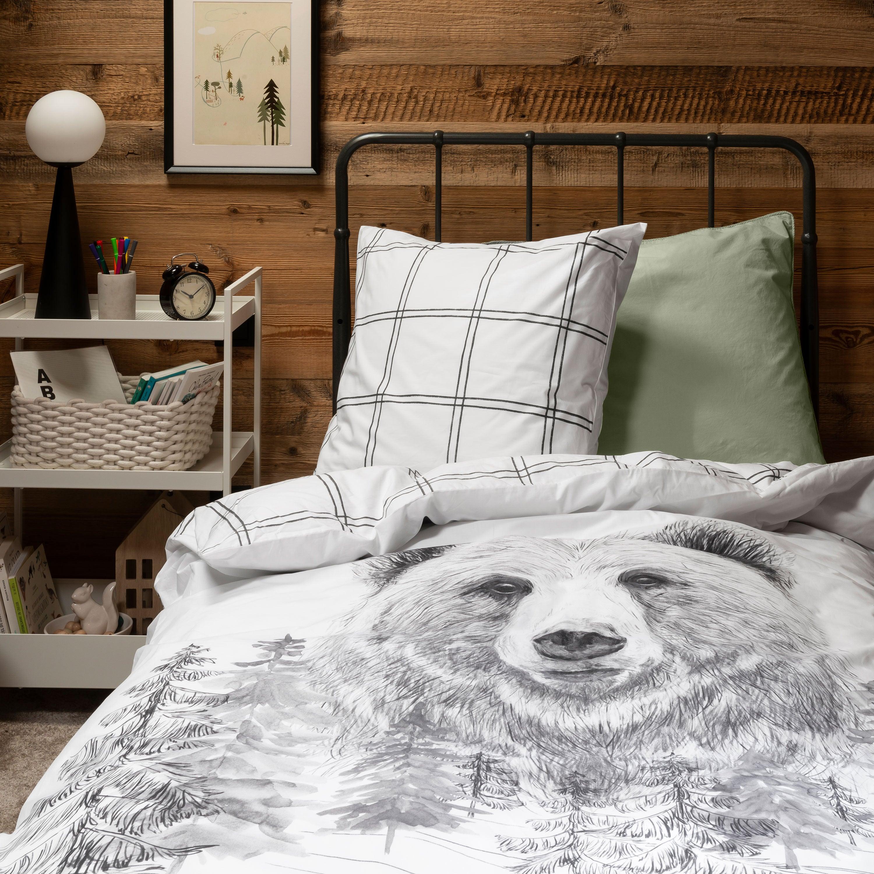 Square Pillowcase in Cotton Percale Grizzli - Image 4