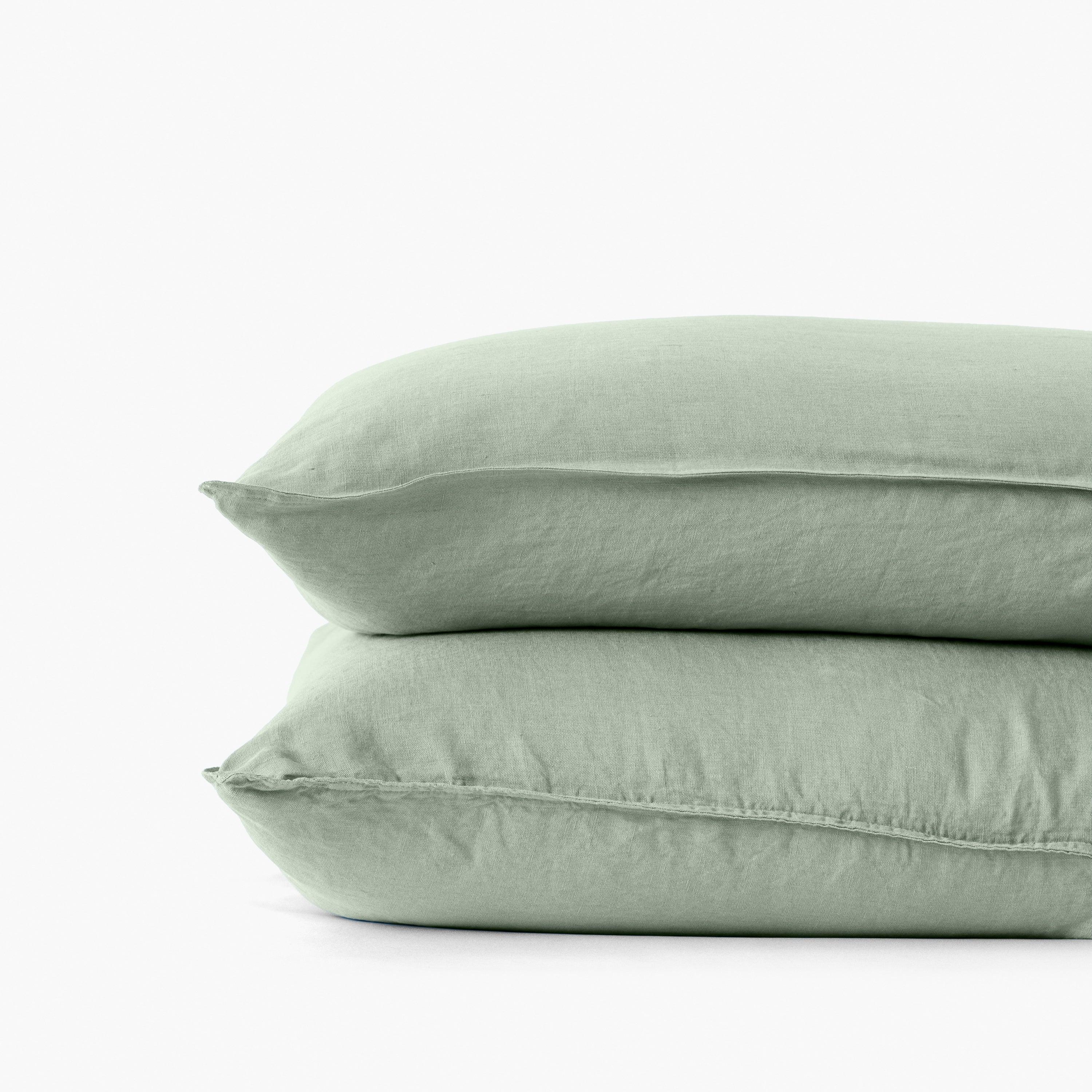 Songe Square Washed Linen Pillowcase - Eucalyptus - Image 3