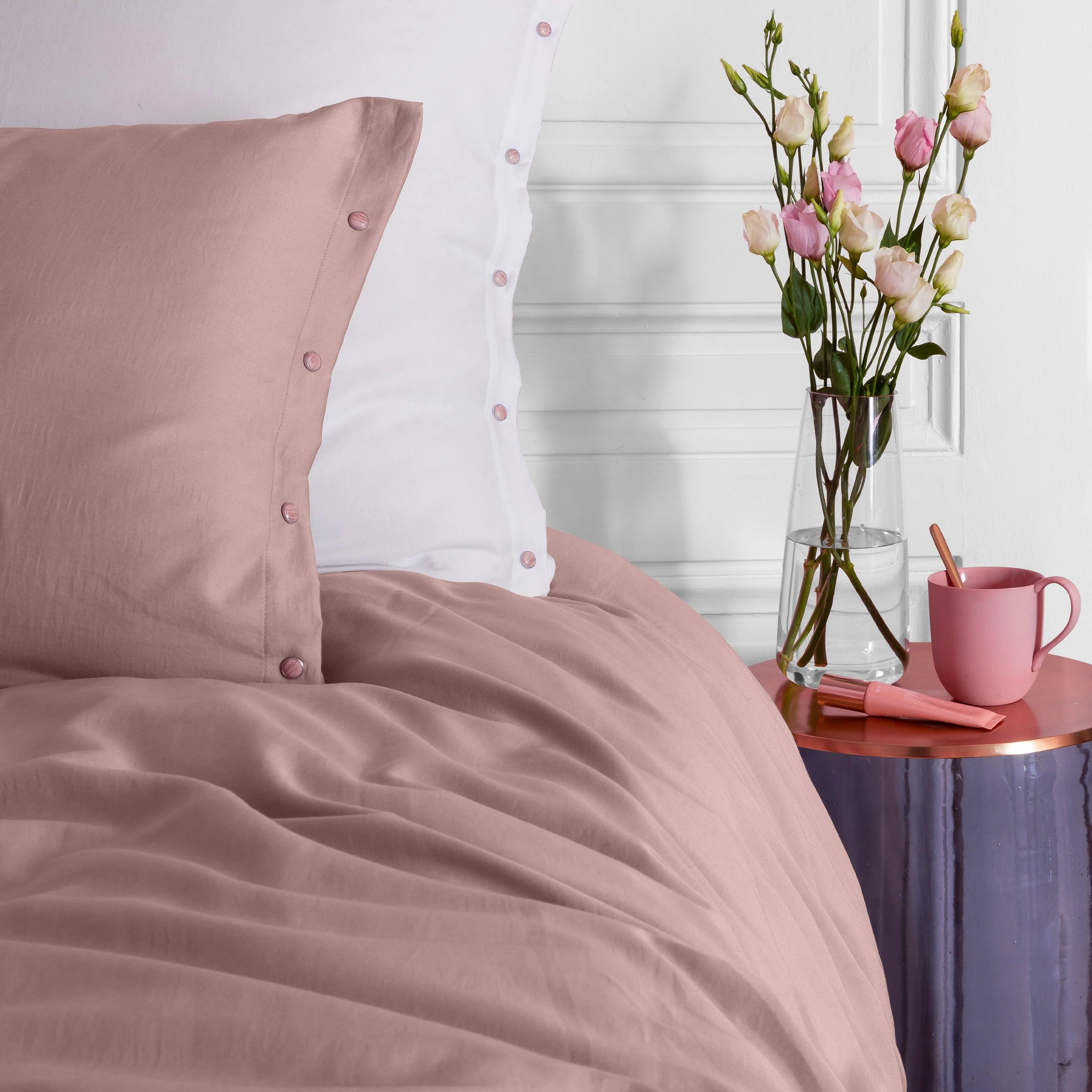 Quartz Square Organic Cotton Pillowcase - Blush - Image 3