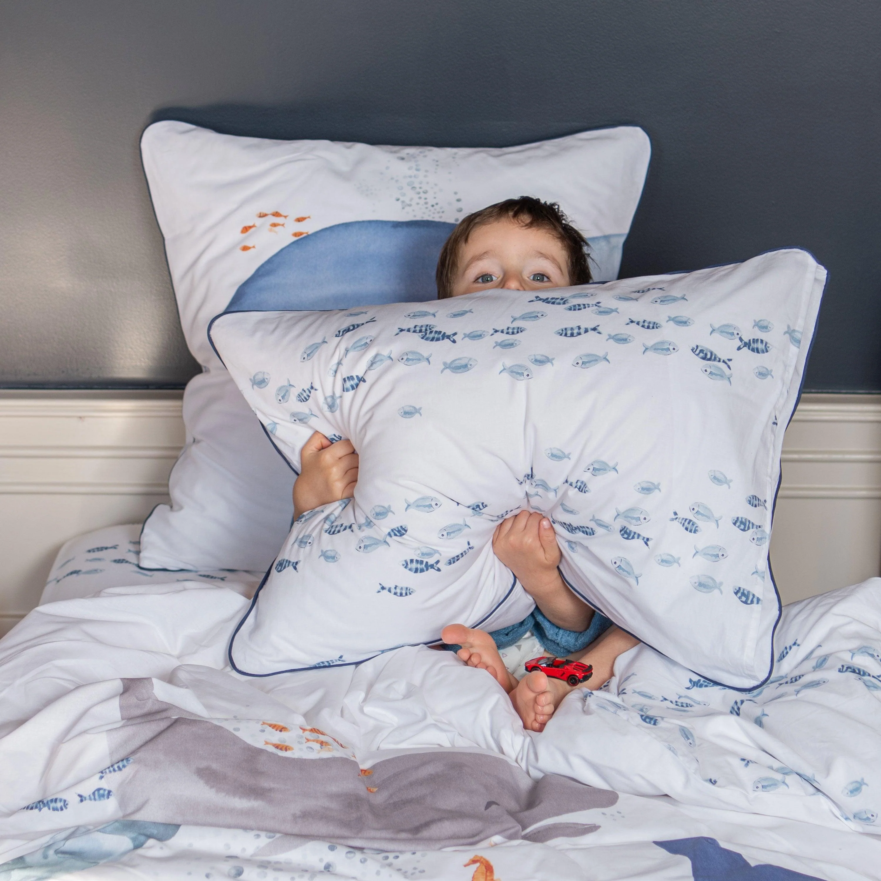 Square Pillowcase in Pure Cotton Oceanos - Image 3