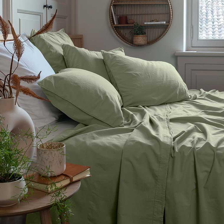Souffle Organic Cotton Square Pillowcase Sage - Image 2