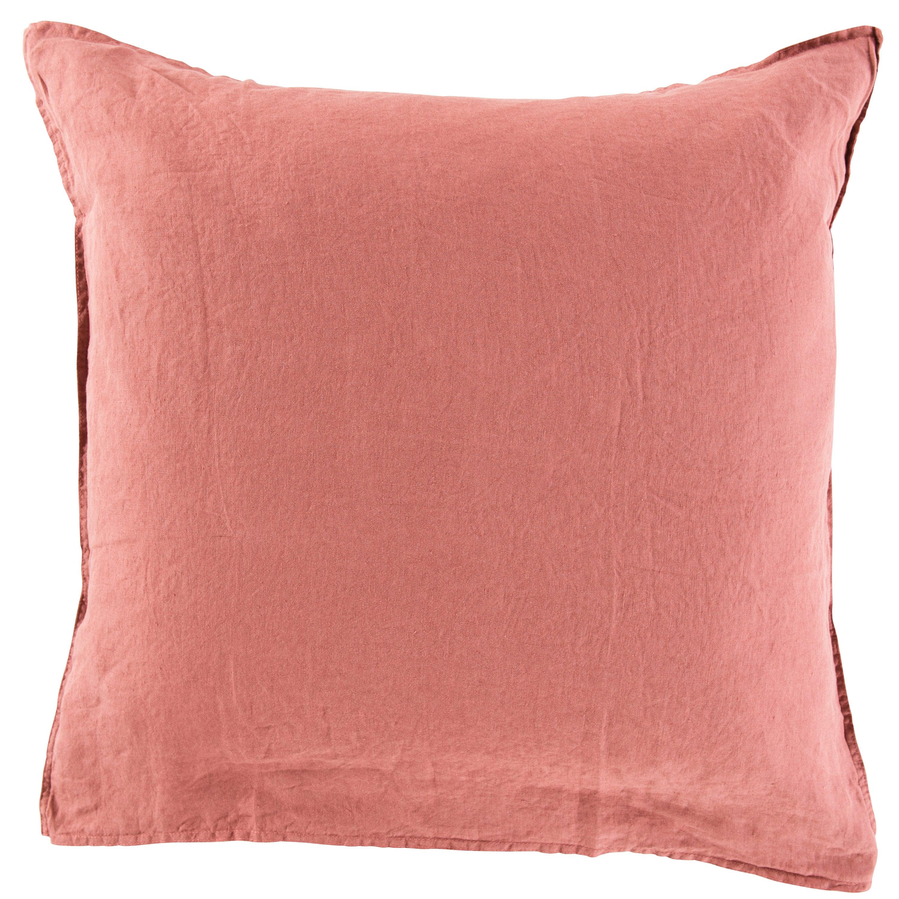 Songe Square Linen Pillowcase - Rosewood