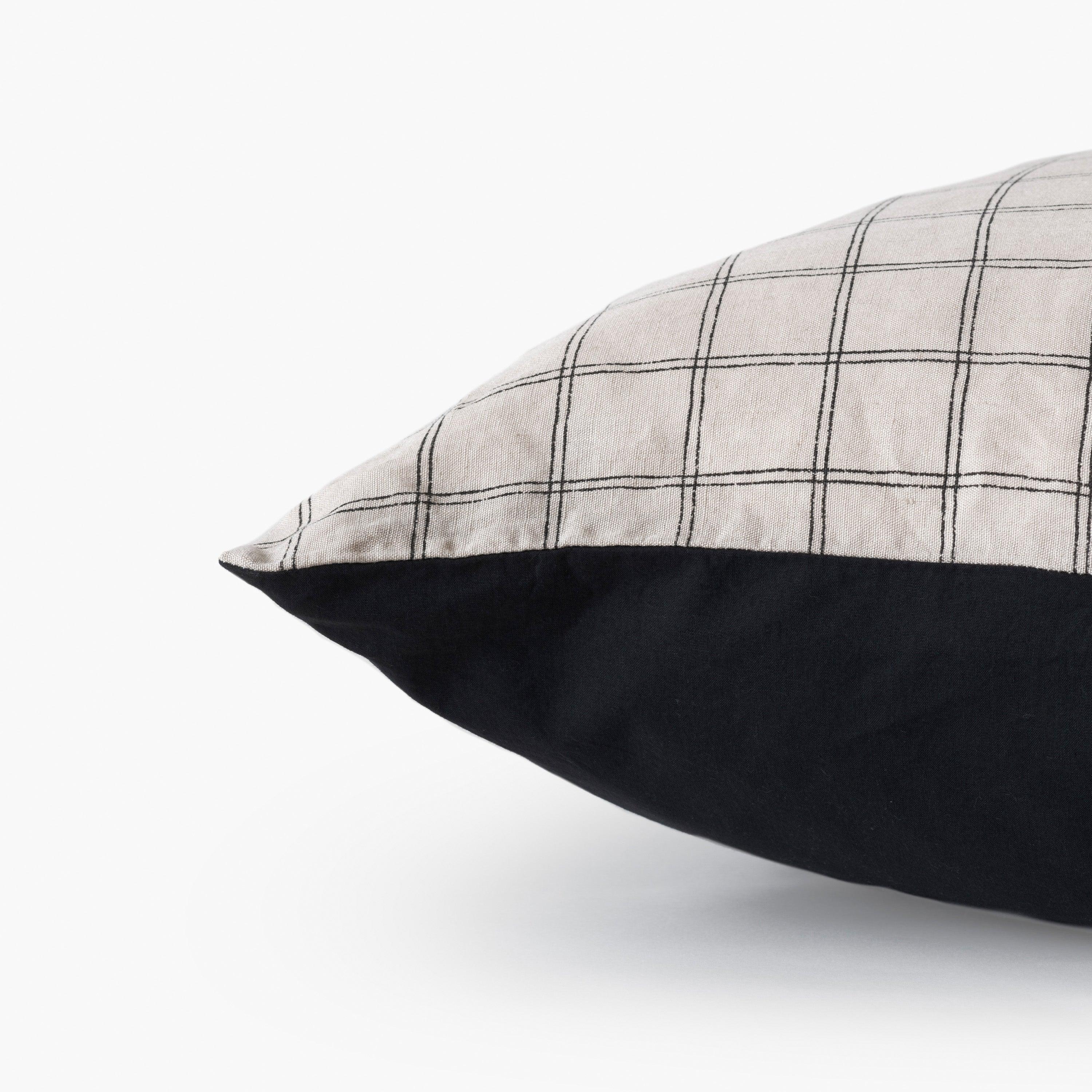 Songe Square Linen Pillowcase - Charcoal Tiles - Image 4