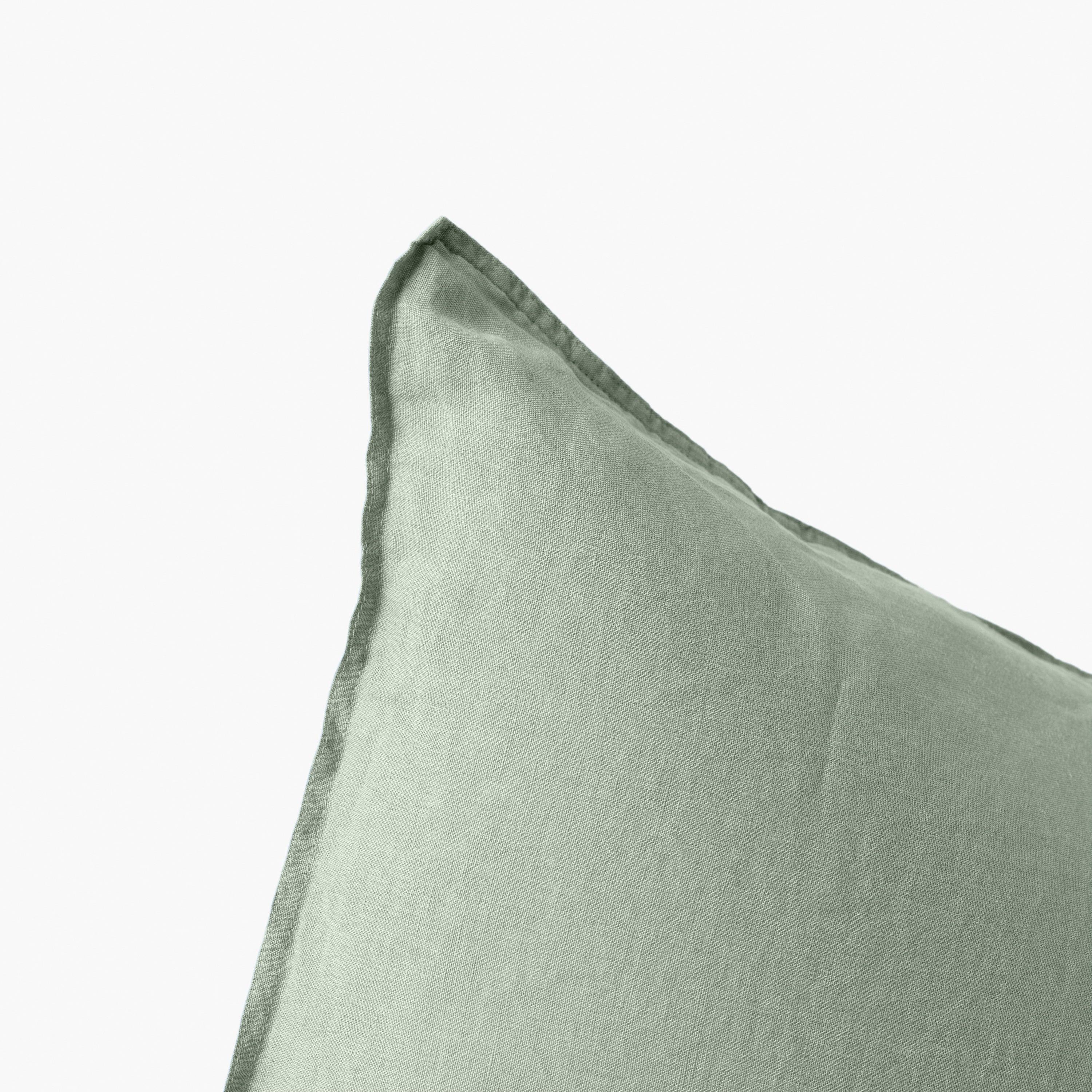 Songe Square Linen Pillowcase - Eucalyptus - Image 4