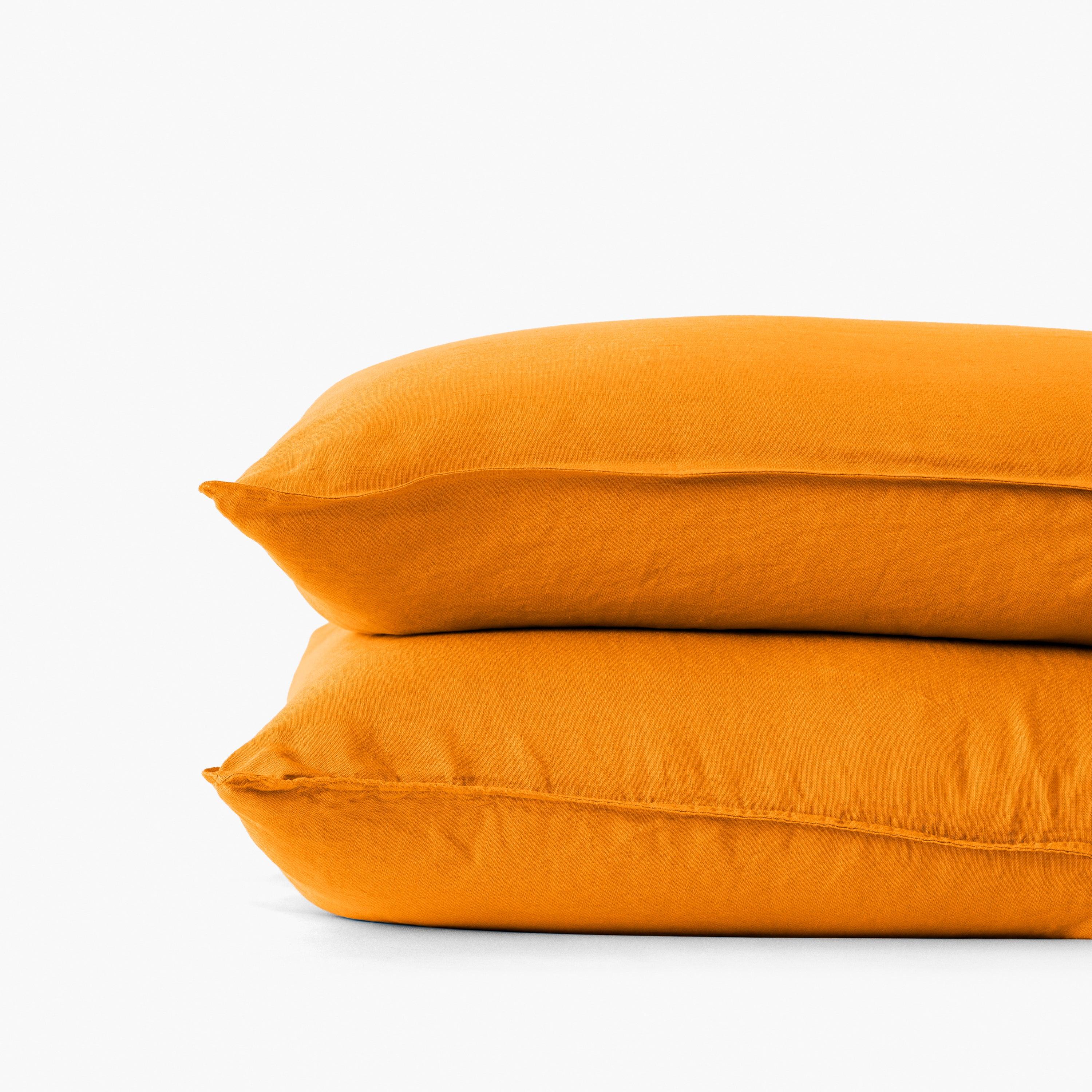 Songe Square Washed Linen Pillowcase - Turmeric - Image 3