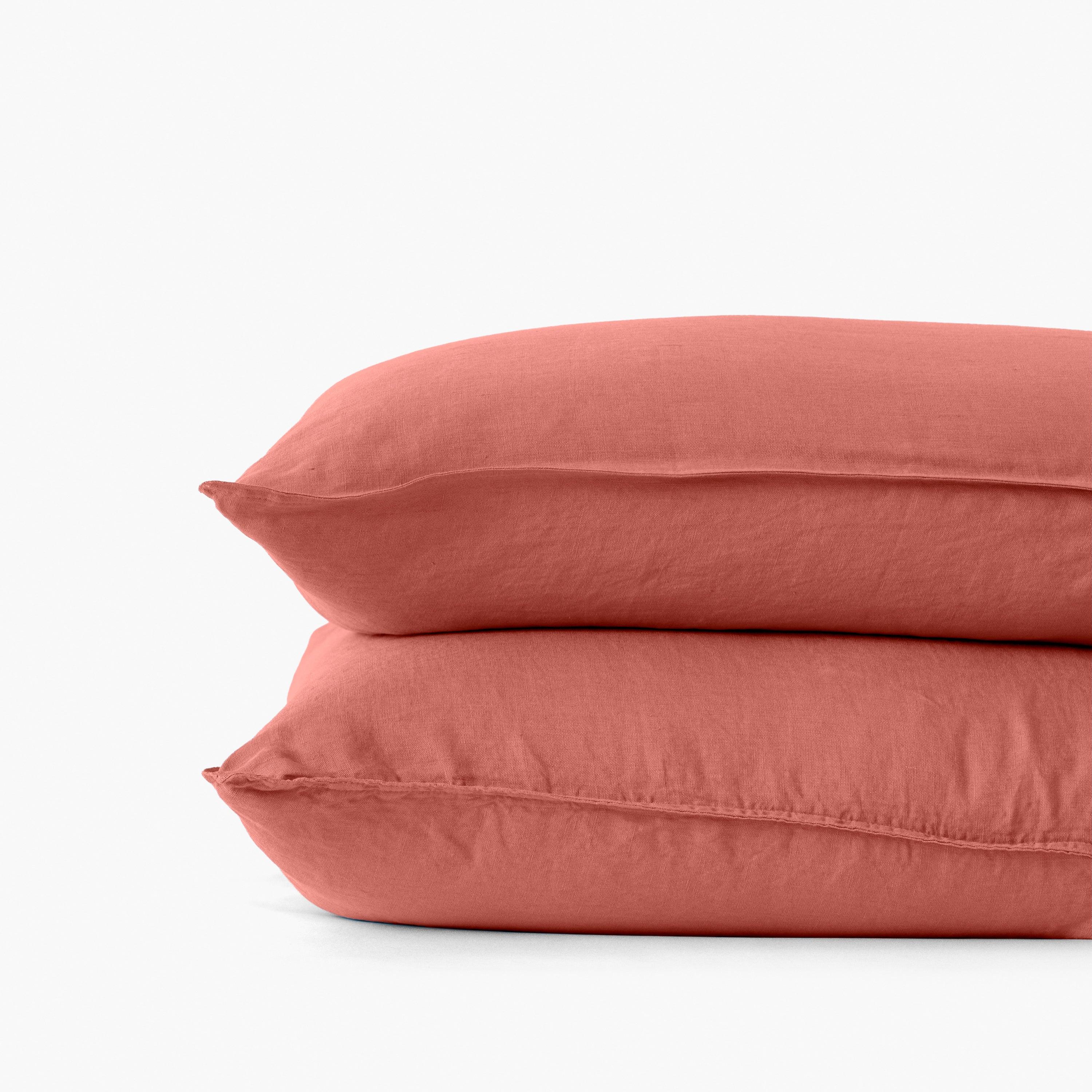Songe Square Washed Linen Pillowcase - Terracotta - Image 3