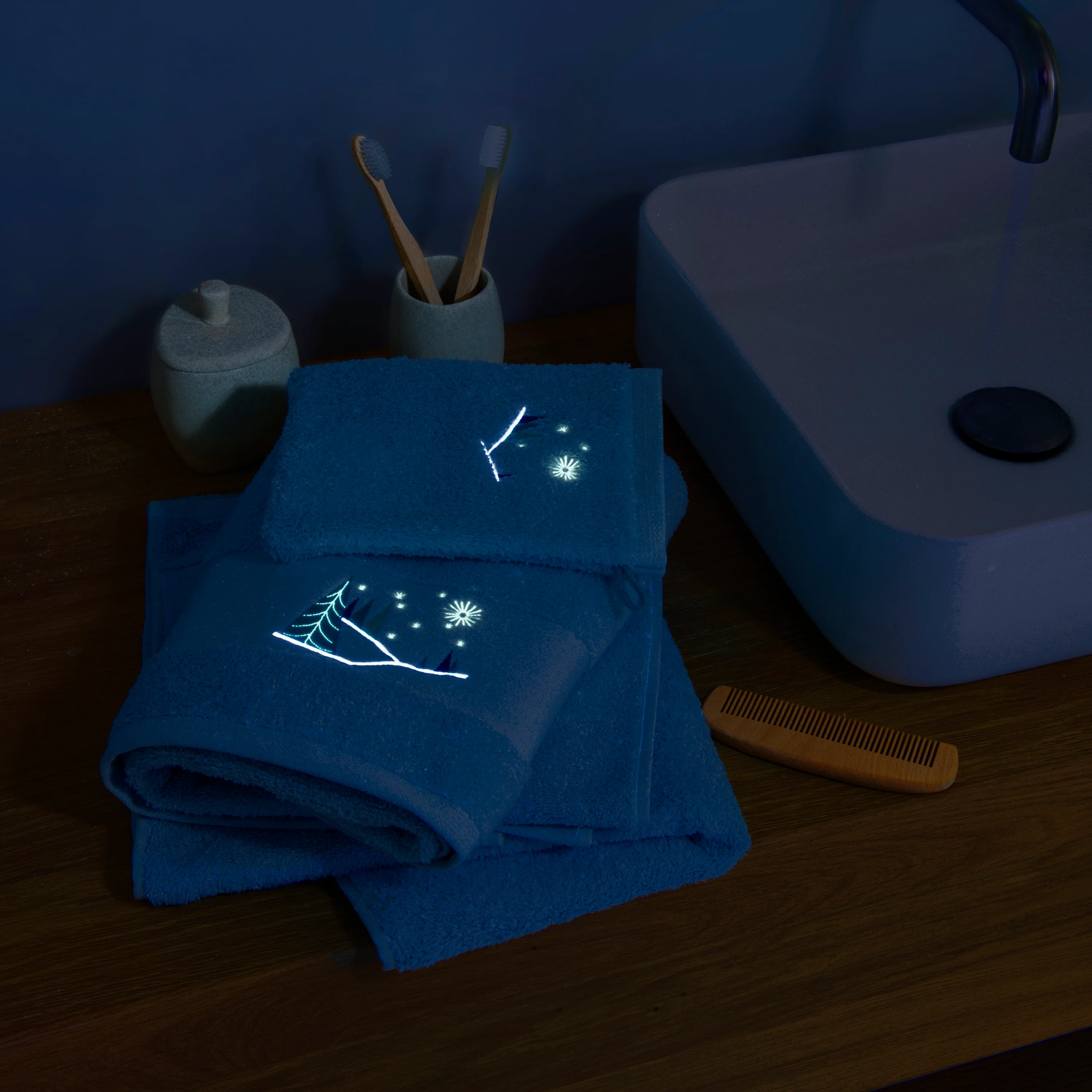 Stellaire Cotton Bath Glove - Banquise Blue - Image 3