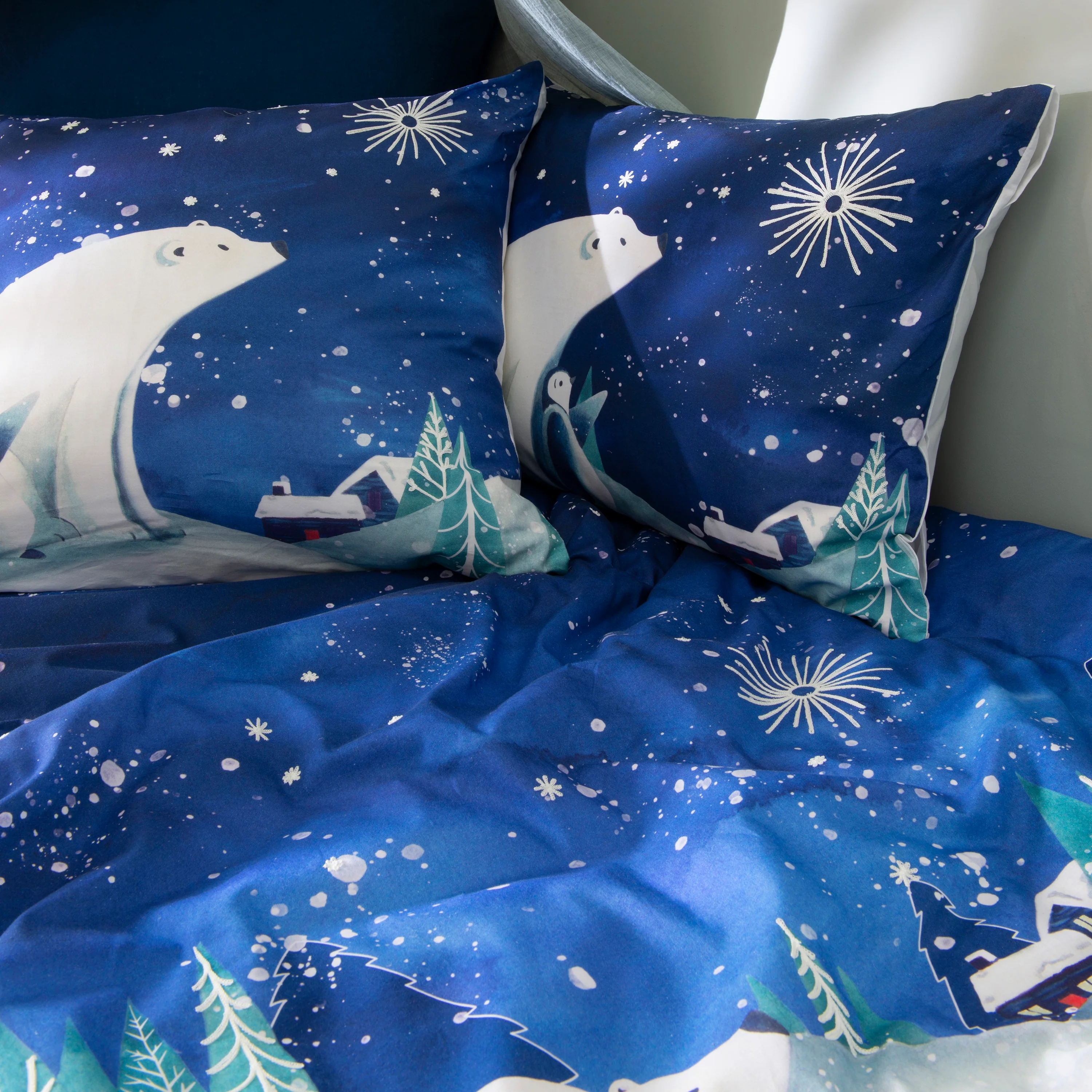 Stellaire Cotton Rectangular Pillowcase - Blue - Image 2
