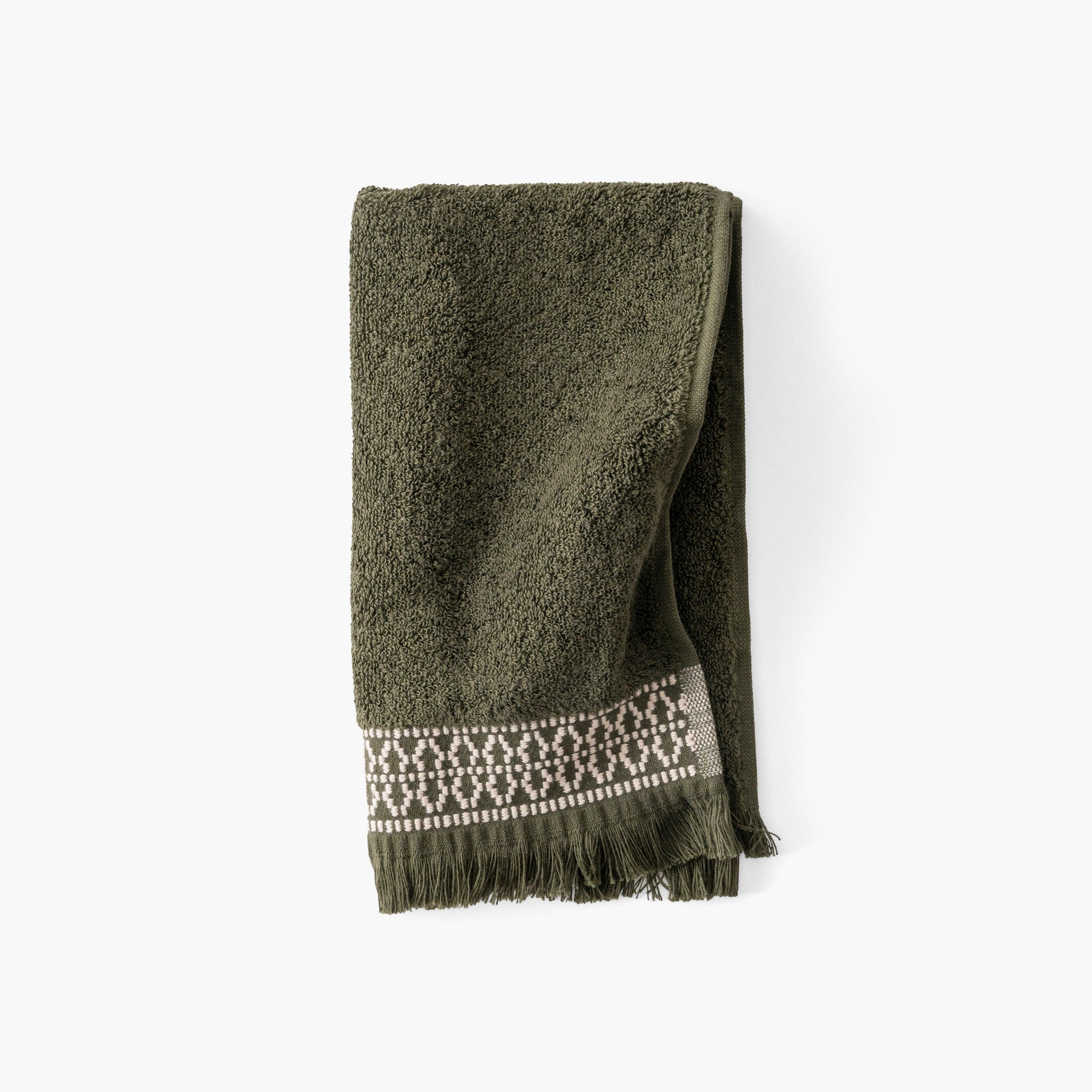 Villasol Khaki Green Cotton Guest Towel - Image 2